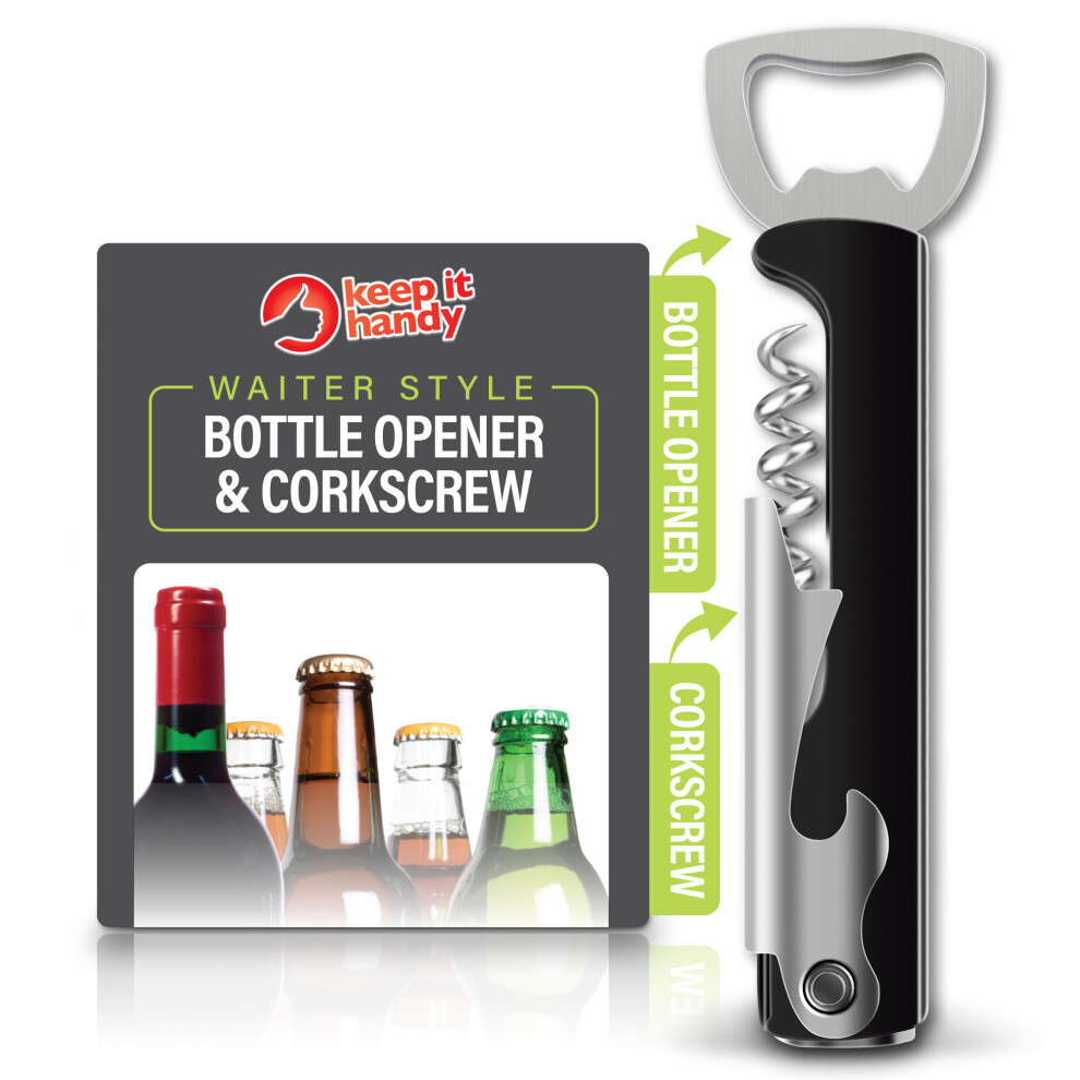 2pk Wine Corkscrew Bottle Opener | 2-in-1 Beer & Wine Bottle Openers