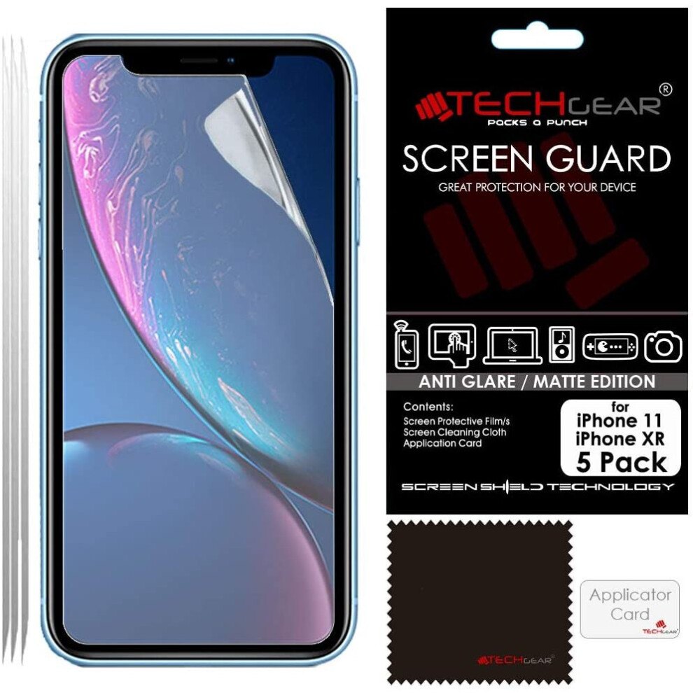 TECHGEAR [Pack of 5] Matte Screen Protectors for iPhone 11, iPhone XR 6.1" - ANTI GLARE/MATTE Screen Protectors With Cleaning...