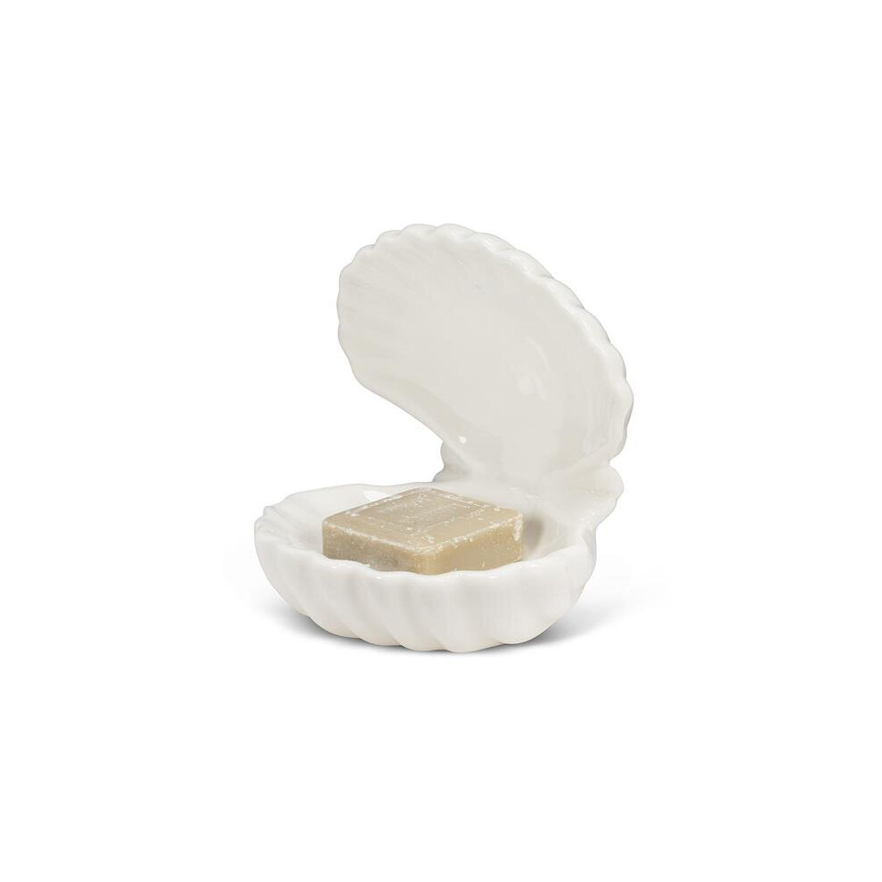 Abbott Collection AB-27-TAHITI-102 3.5 in. Double Clam Shell Dish, White-image-OPC-P997FQ2-NEW