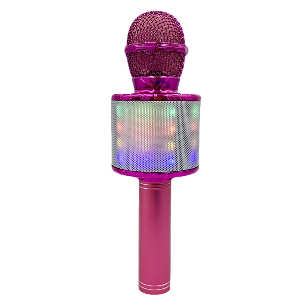 (Pink) 3-in-1 Microphone Wireless bluetooth Speaker Recorder HIFI Noise Reduction TF Card Portable Professional K Songs Karaoke Singing Player