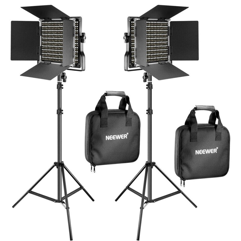 (EU Plug) Bi-color 660 LED Video Light With Lighting Stand Kit 3200-5600K CRI 96+ Dimmable Lamp with U Bracket for Studio Photography Video Shooting 2