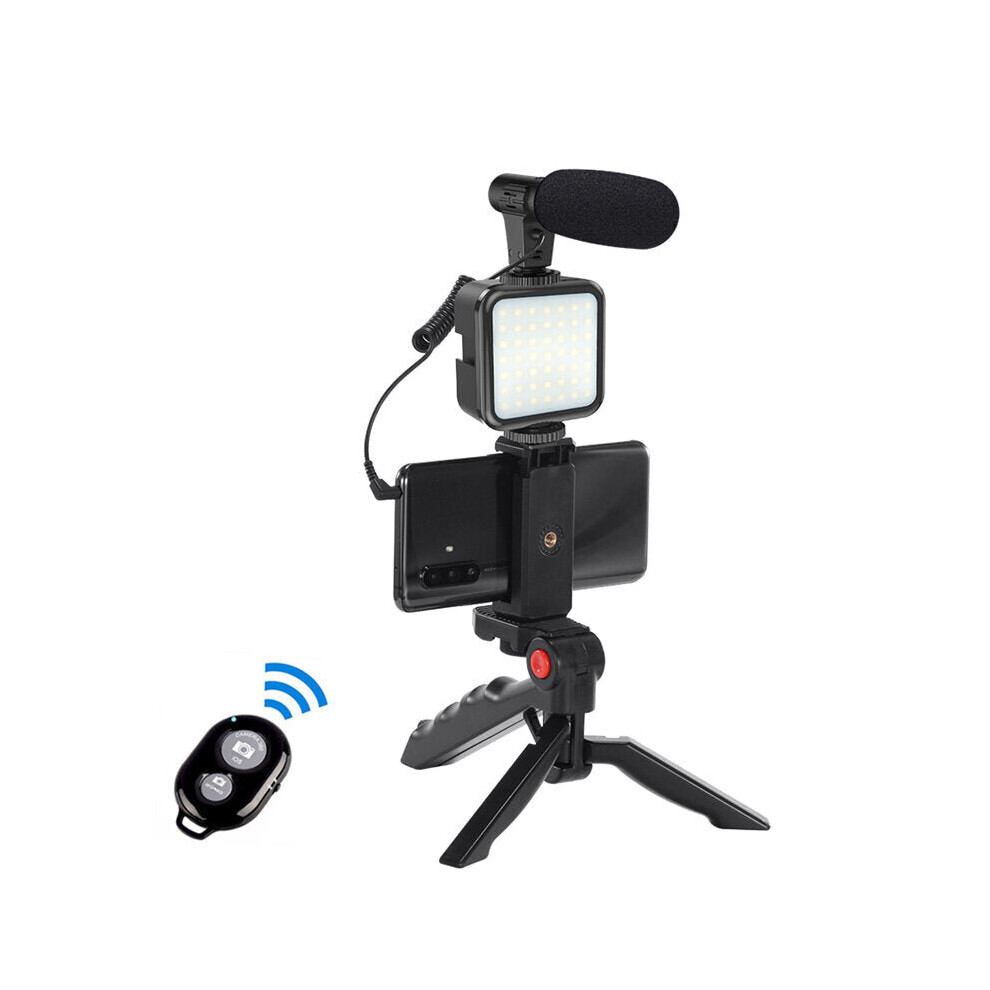 Vloggging Kits Professional Photography Set with microphone LED Fill Light Tripod Cell Phone Holder Clip for Vlogging YouTube Live Recording