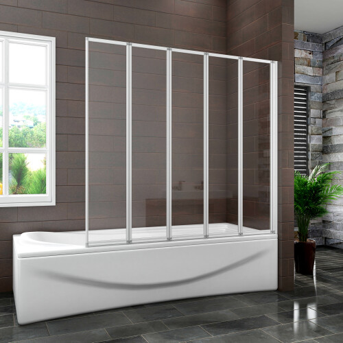 AICA Aica 1200x1400mm 5 Fold Folding Bath Shower Screen Door Panel 1
