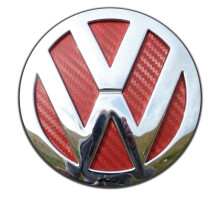 vw golf mk4 mk5 mk6 red carbon fibre - rear badge inserts. gti r32 tdi dubrace