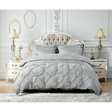 (Silver (Duvet-Set), King) New Modern MAYA Quilted Bedsprad & Duvet Cover Set