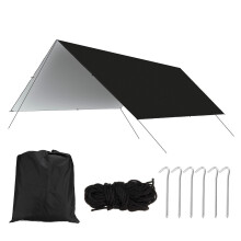 (Black) 3x3m Awning Waterproof Canopy Sunshade Hammock Rain Beach Sun Shelter Camping Tent