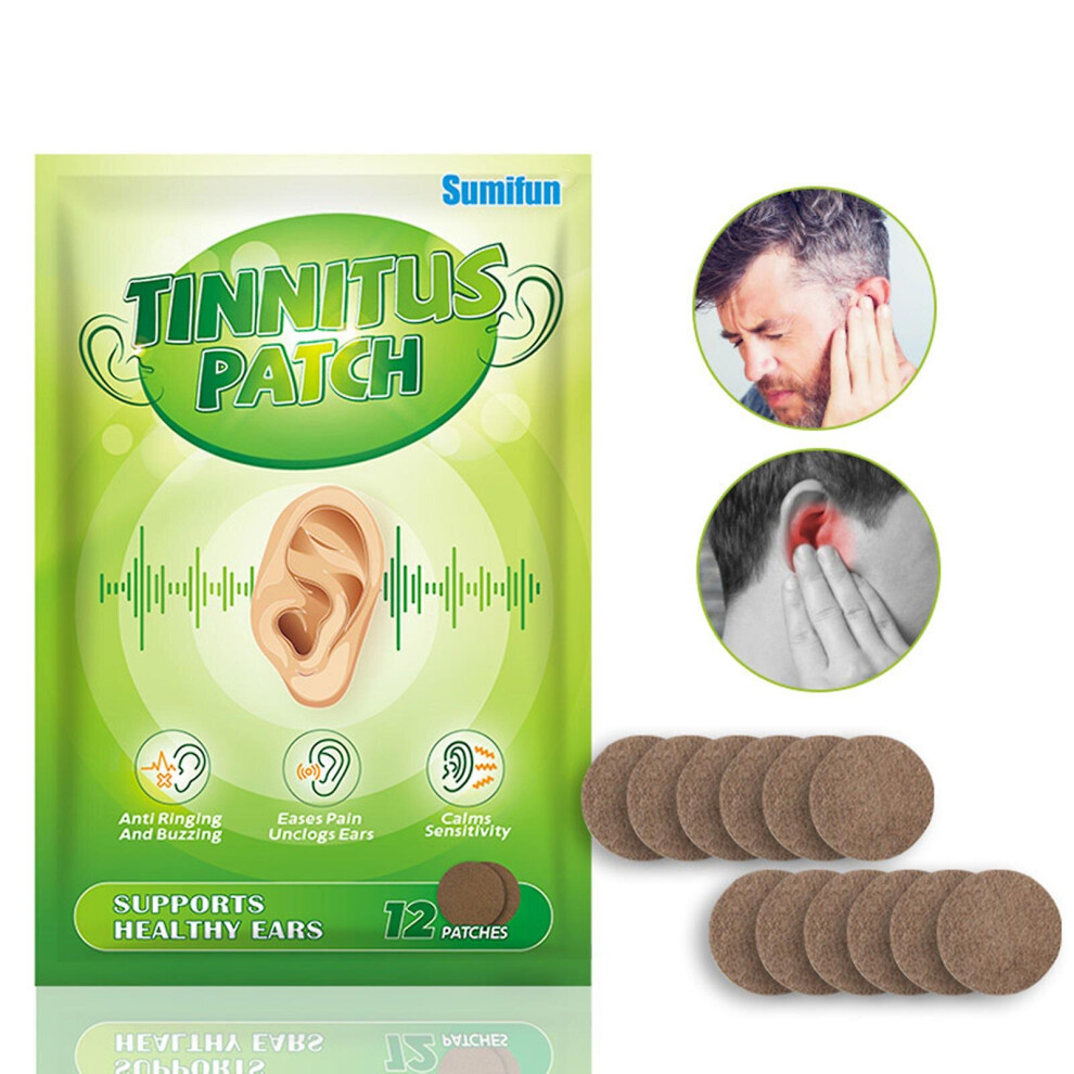 12pcs Tinnitus Treatment Patch Ear Protect Hearing Loss Sticker For Relieving Hiss