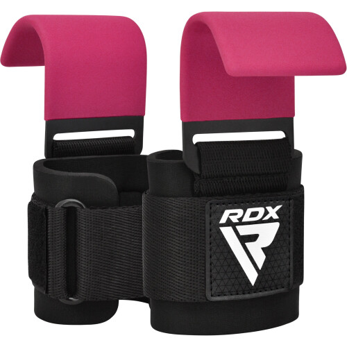 (Pink) RDX Weight Lifting Hooks Straps Pair Training Wrap 1