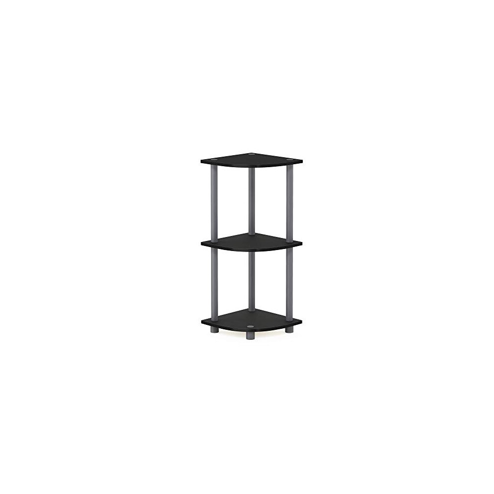 FURINNO Turn-N-Tube 3-Tier Corner Display Rack Multipurpose Shelving Unit, Black/Grey