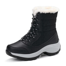 (Black, 38) High Heel Thick Fur Non-slip Waterproof Winter Ankle Boots For Women