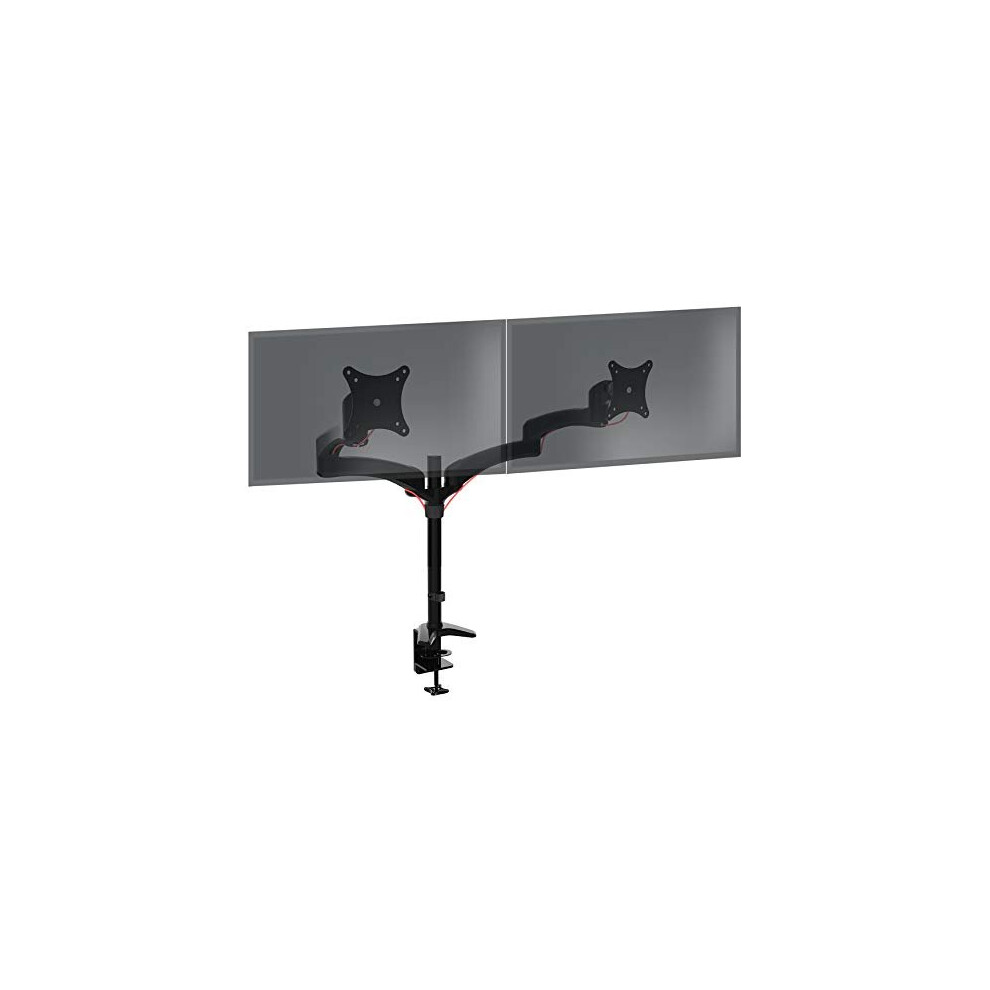 Duronic Monitor Arm Stand Dm452 | Double Pc Desk Mount | Solid Steel | Height Adjustable | For Two 15-27 Led Lcd Screens | Vesa 75/100 | 8Kg Per 5060184204774