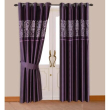 Intimates 66" x 90" Purple Curtains Flock Damask Eyelet Ringtop Waldorf Luxury Modern Designer
