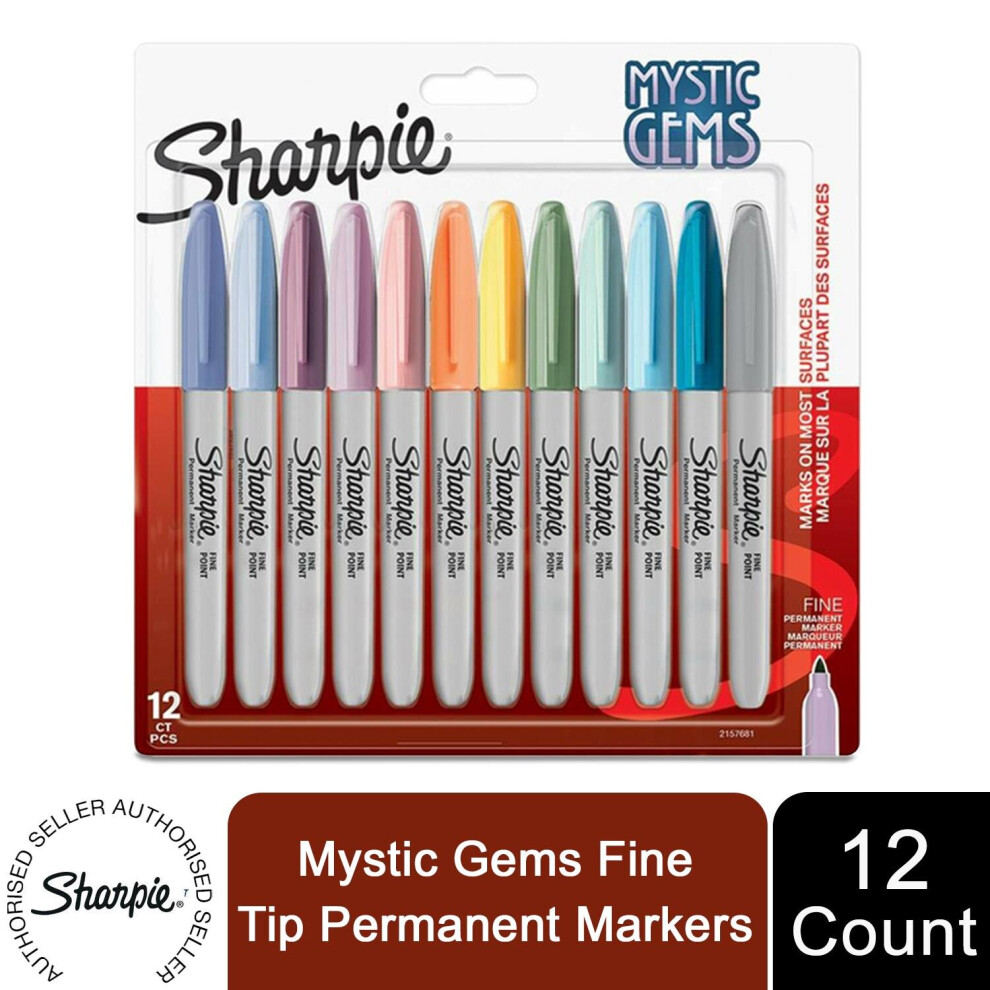 Sharpie Mystic Gems FineTip Permanent Markers Assorted Colour PK of 12