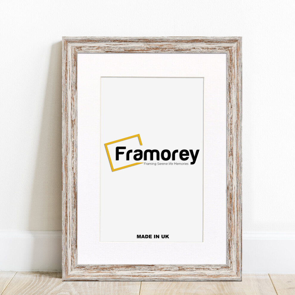 (10x8" Pic (12x10" Frame)) Walnut Vintage Distressed Effect Picture Frame, Wall Hanging Photo Frames, Home DÃ©cor Frame With White Mount-image-OPC-P99MZPQ-NEW