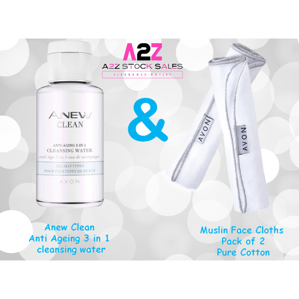 Anew Clean Anti-Ageing 3 in 1 Cleansing Water & 2 Cotton Muslin Cloths