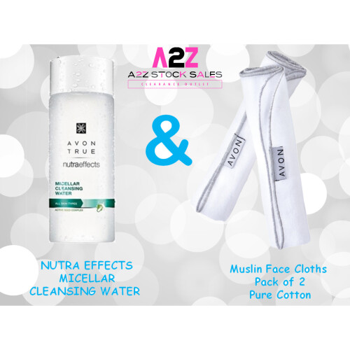 Avon Avon Nutraeffects Micellar Cleansing Water & 2 Cotton Muslin Cloths