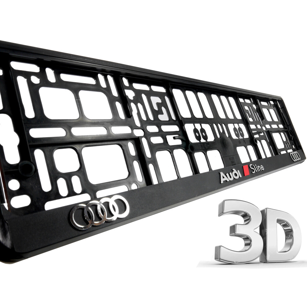 2 x 3D CAR Number Plate Surround Holder Frames BEST FIT for AUDI