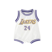 (WhitePurple 24 Kobe, 82cm) NBA Baby Jersey Jumpsuit Short Sleeve Toddler Print Clothes Bodysuit