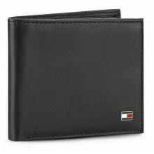 Tommy Hilfiger Men's Leather Bifold Slim Wallet with ID Window Black