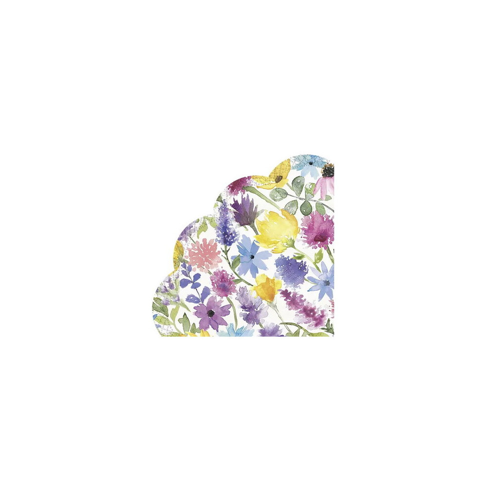 Floral Summer Cream Lunch Paper Rondo Napkins 12-Pack Disposable 3-Ply