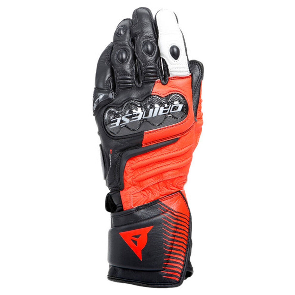(2Xl) Dainese Carbon 4 Long Leather Gloves Black / Fluo Red / White White,Black,Red 8051019425928