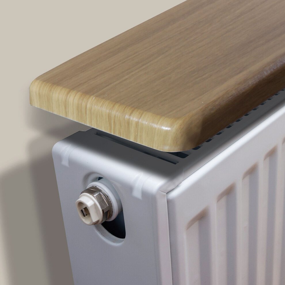 Pack of 2 Oak Radiator Shelves with Radiator Shelf Brackets (60cm)
