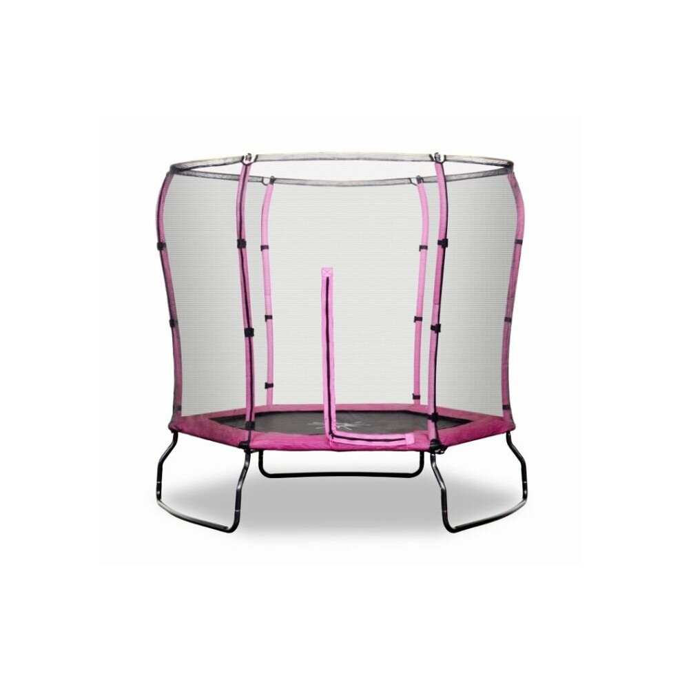 (Pink) Rebo 7ft Safe Jump Trampoline With HALO Safety Enclosure - 2 Colours