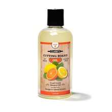 Chopping Board Oil (12oz) by CLARK'S - Enriched with Lemon & Orange Oils - Food Grade Mineral Oil -Chopping Block Oil & Conditioner