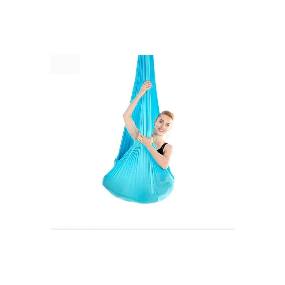 (Blue) Aerial Yoga Hammock Premium Silk Swing Antigravity Belts