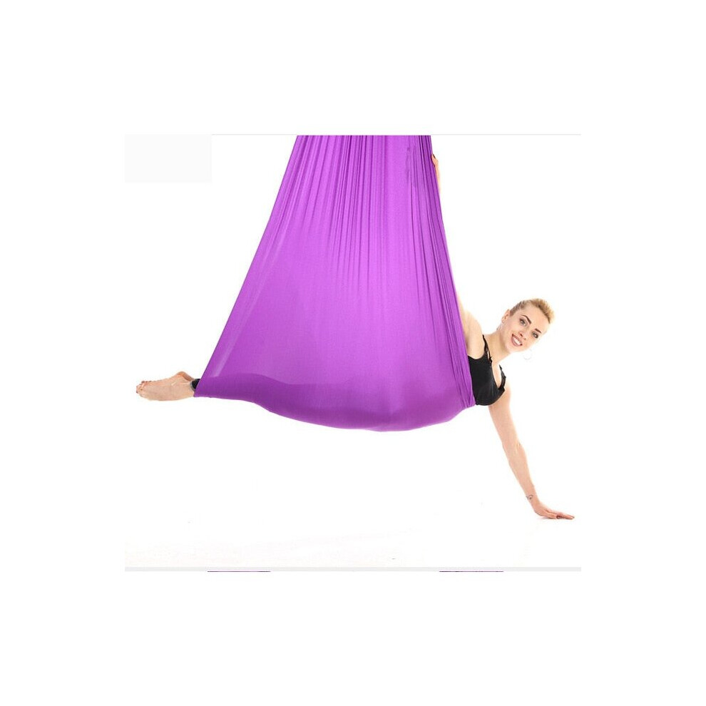 (Purple) Aerial Yoga Hammock Premium Silk Swing Antigravity Belts