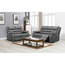 (Grey) Washington Leather 3 & 2 Seater Sofa Set
