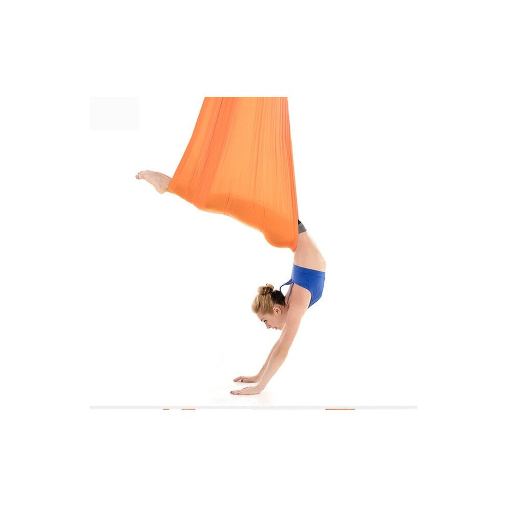 (Orange) Aerial Yoga Hammock Premium Silk Swing Antigravity Belts