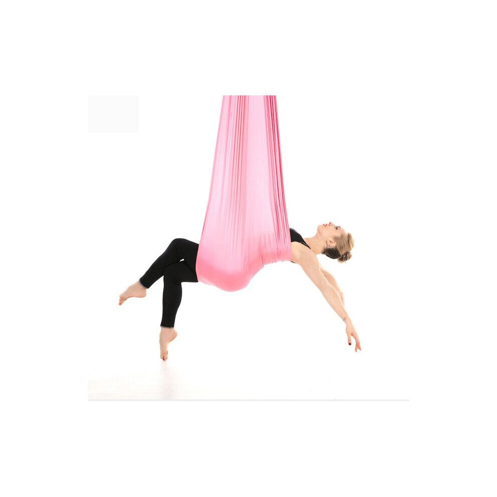 (Pink) Aerial Yoga Hammock Premium Silk Swing Antigravity Belts