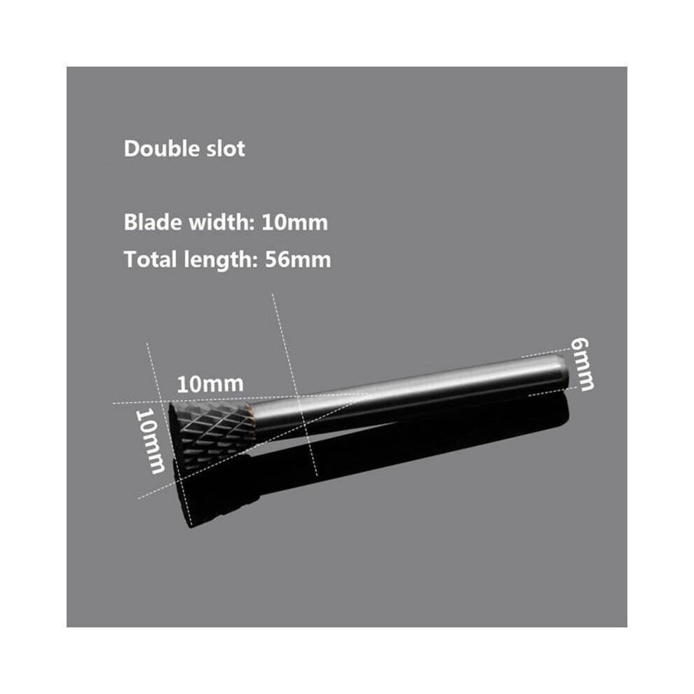 (10*10*6c'm) Double Groove Alloy Rotary Boring Tool Tungsten Steel Wood Carving N-type Inverted Cone Milling Cutter Grinding Head