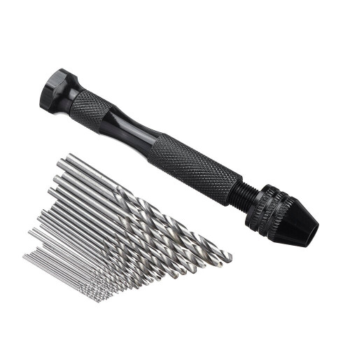 (25pcs) Hand Drill Set Pin Vise Mini Drill with Twitst Drill Bits for Craft Carving DIY