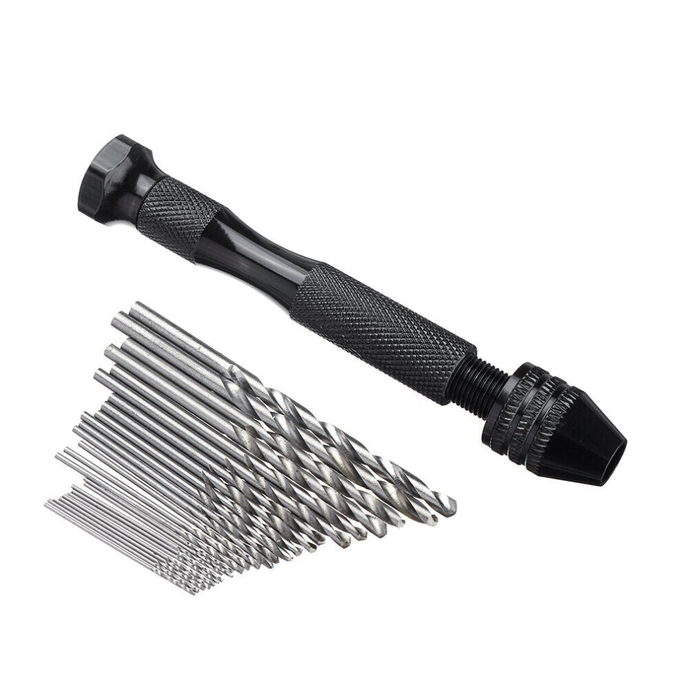 (25Pcs) Hand Drill Set Pin Vise Mini Drill With Twitst Drill Bits For Craft Carving Diy 3654659399724