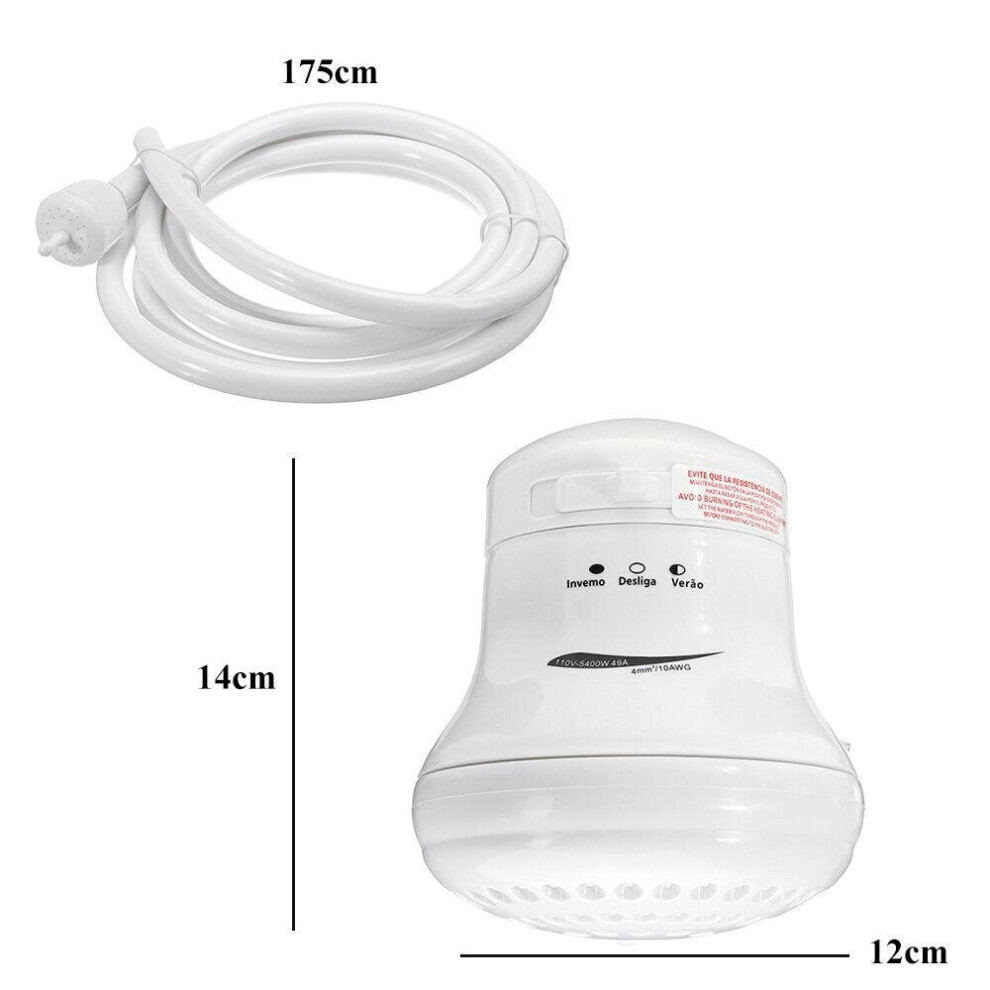 (110V) 110/220V Instant Electric Water Heater Instant Hot Shower Head 5400W 3 Temperature Control 3654659060310