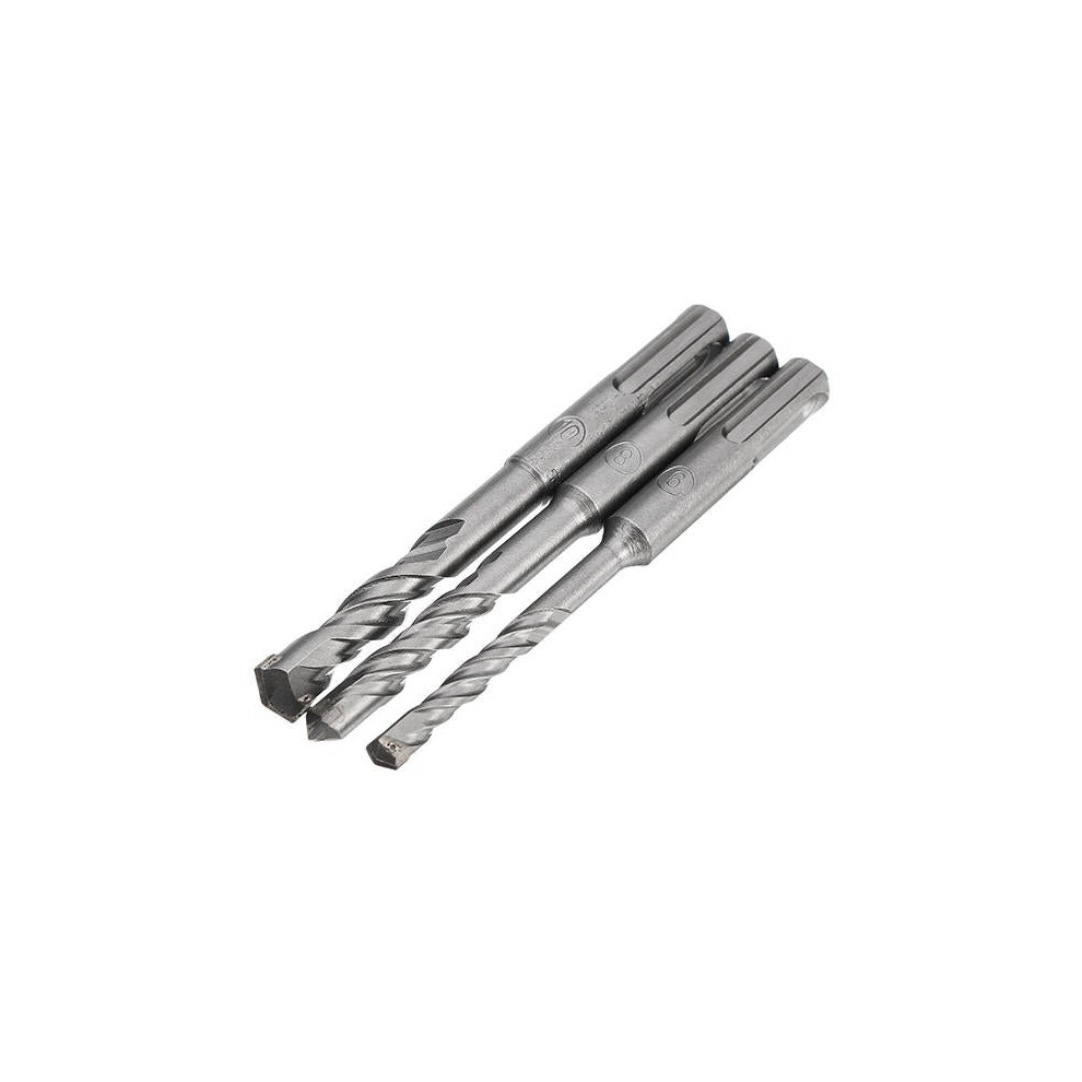 3Pcs 6mm 8mm 10mm Electric Hammer Drill Bit Set 110mm Carbide Tip SDS Plus Shank Concrete Bits