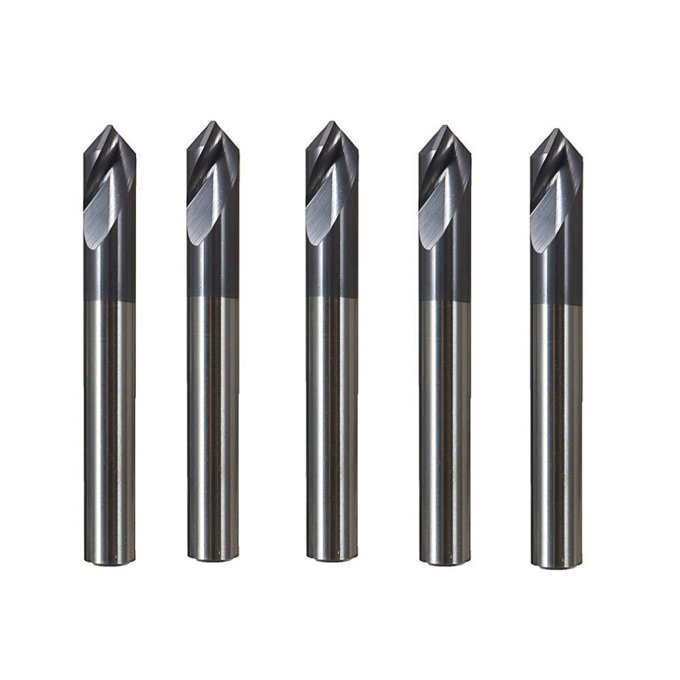 5pcs 6mm 90 Degree Chamfer Mill 2 Flutes HRC45 Carbide End Milling Cutter