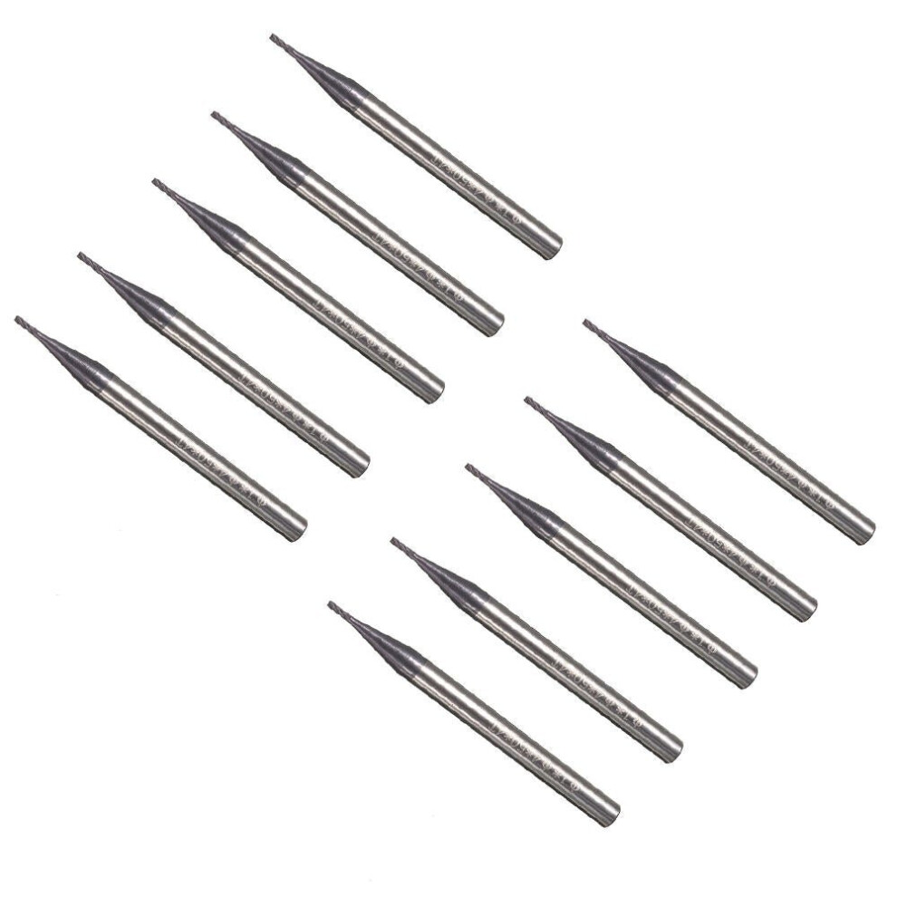 10pcs 1mm 4 Flutes Milling Cutter Tungsten Carbide End Mill CNC Tool