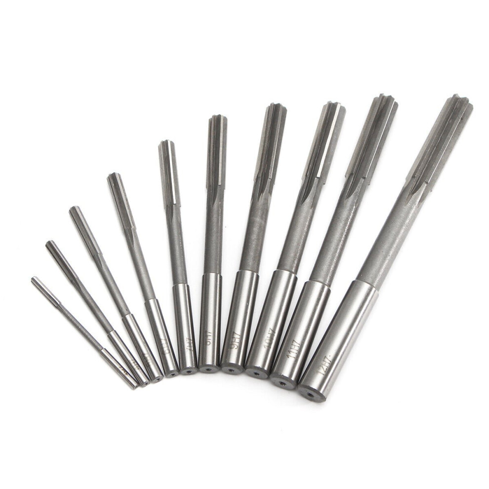 10pcs 3-12mm HSS Machine Reamer Set H7 Straight Shank Milling Chucking