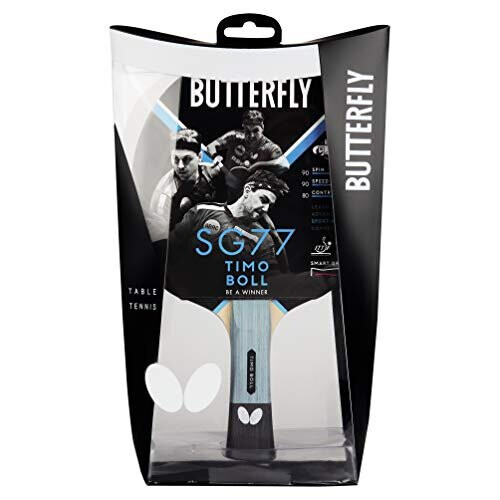 Butterfly SG77 Table Tennis Bat, Black and Red, One 1