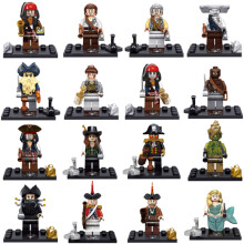 (16Pcs) 8pcs Caribbean Pirates Minifigures Mermaid Puzzle Assembled Building Blocks