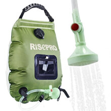 RISEPRO Premium 5-Gallon Solar Shower Bag - Portable Outdoor Camping Shower, Heats to 45C, Removable Hose, Adjustable Flow