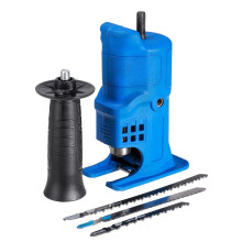 (Blue) Reciprocating Saw Attachment Change Electric Drill Into Reciprocating Jig Saw for Wood Metal Cutting