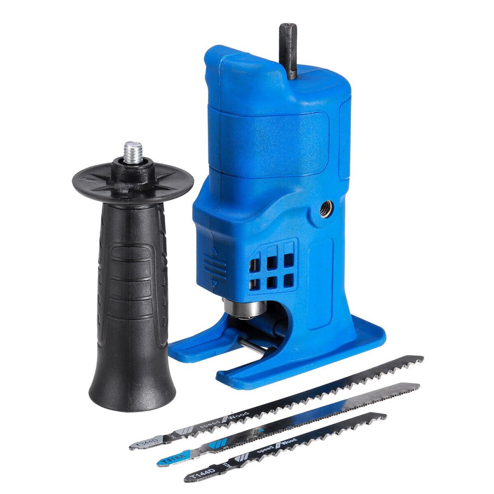 (Blue) Reciprocating Saw Attachment Change Electric Drill Into Reciprocating Jig Saw for Wood Metal Cutting