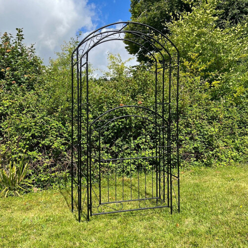Selections Metal Windsor Garden Arch with Gate and Fixing Pegs 1