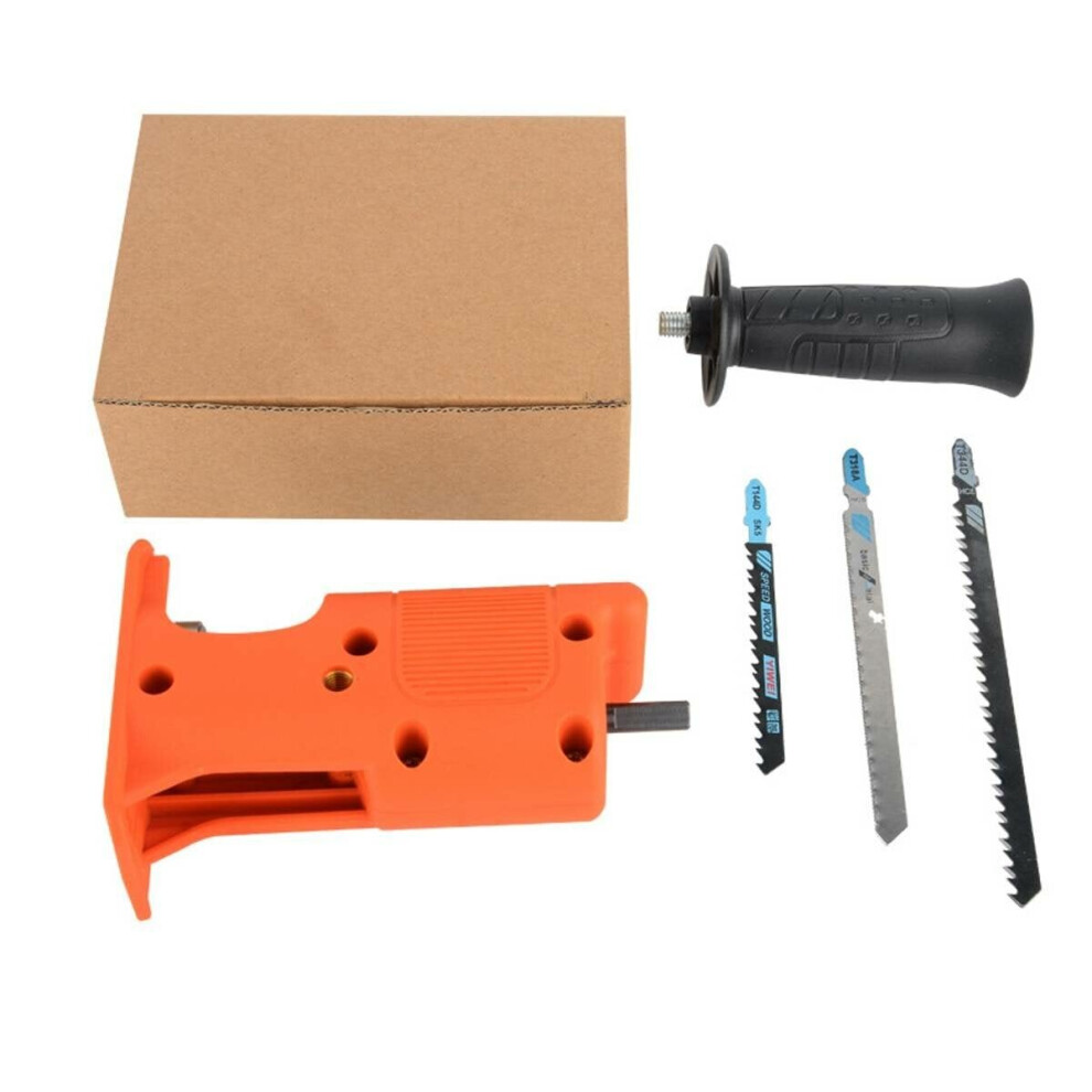 (Orange) Reciprocating Saw Attachment Adapter Change Electric Drill Into Reciprocating Saw for Wood Metal Cutting