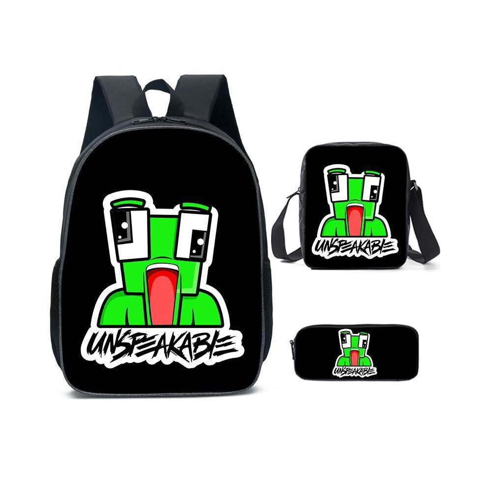 (Black) 3Pcs/Set UNSPEAKABLE School Bags Students Book Bags Kids Bag  School Backpack
