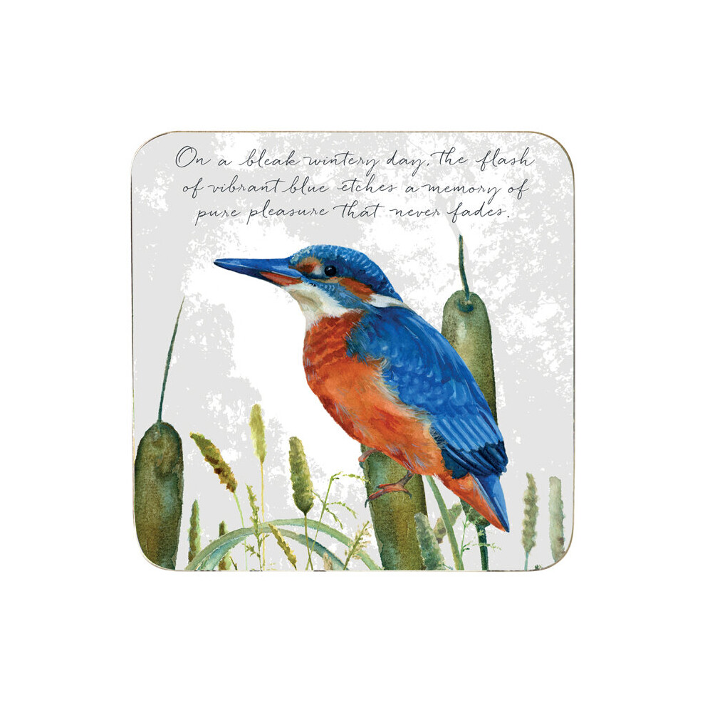 Vibrant Blue Kingfisher Will Never Fade Bird Themed Tuppence A Bag Coaster Gift